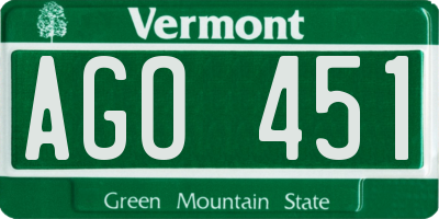 VT license plate AGO451