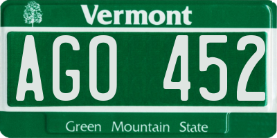 VT license plate AGO452