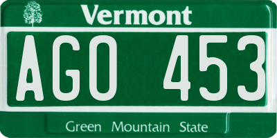 VT license plate AGO453