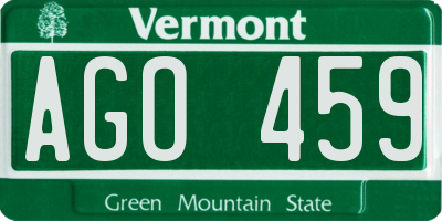 VT license plate AGO459