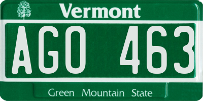 VT license plate AGO463