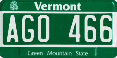 VT license plate AGO466