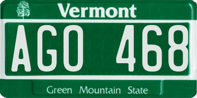 VT license plate AGO468