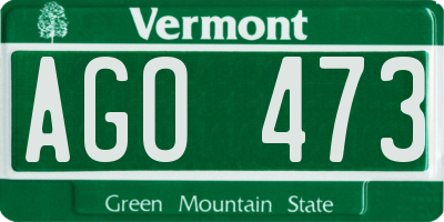 VT license plate AGO473