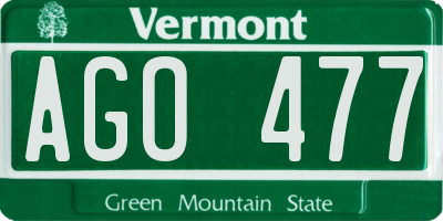 VT license plate AGO477