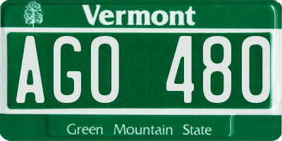 VT license plate AGO480