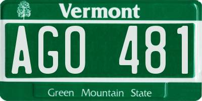 VT license plate AGO481