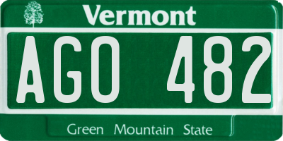 VT license plate AGO482