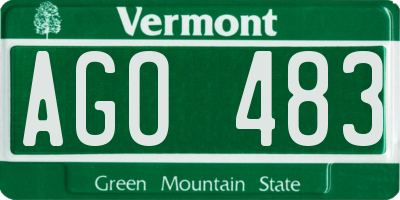 VT license plate AGO483