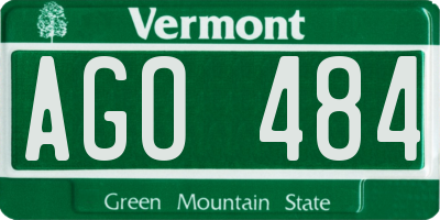 VT license plate AGO484