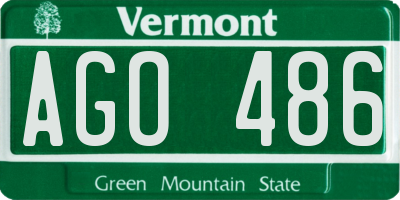 VT license plate AGO486