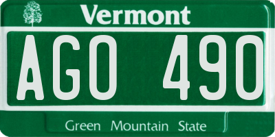 VT license plate AGO490