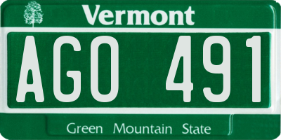 VT license plate AGO491