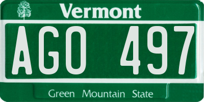 VT license plate AGO497