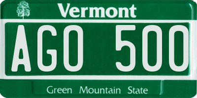 VT license plate AGO500
