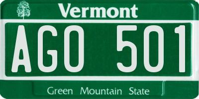 VT license plate AGO501