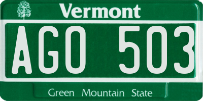 VT license plate AGO503