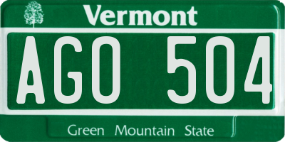 VT license plate AGO504