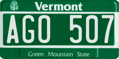 VT license plate AGO507