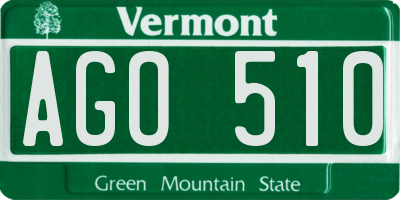VT license plate AGO510