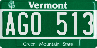 VT license plate AGO513