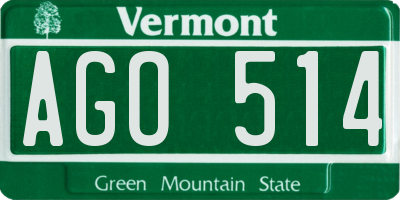 VT license plate AGO514