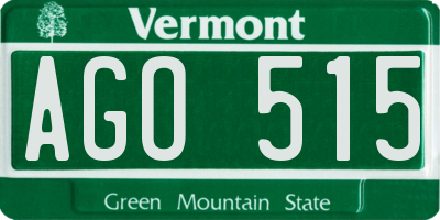 VT license plate AGO515