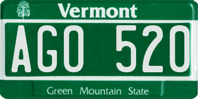 VT license plate AGO520