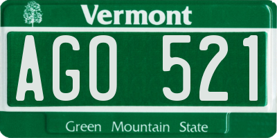 VT license plate AGO521