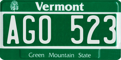 VT license plate AGO523