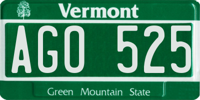 VT license plate AGO525