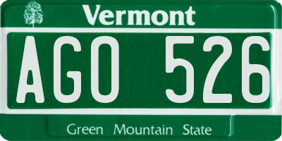 VT license plate AGO526