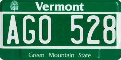 VT license plate AGO528