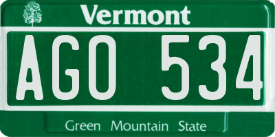 VT license plate AGO534