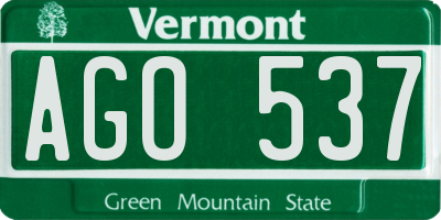 VT license plate AGO537