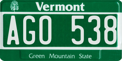 VT license plate AGO538