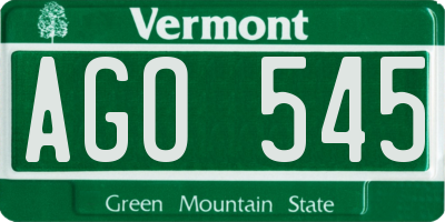 VT license plate AGO545