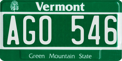 VT license plate AGO546