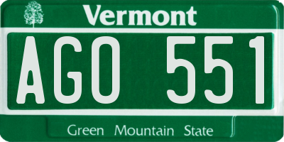VT license plate AGO551