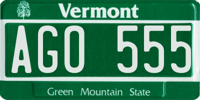 VT license plate AGO555