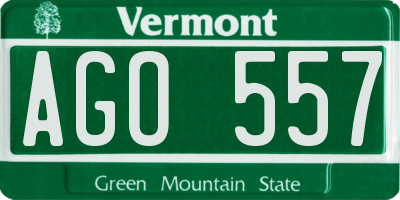 VT license plate AGO557