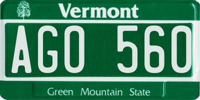 VT license plate AGO560