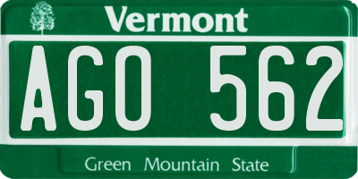 VT license plate AGO562