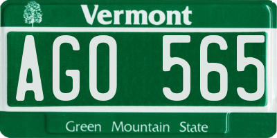 VT license plate AGO565
