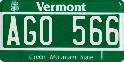 VT license plate AGO566