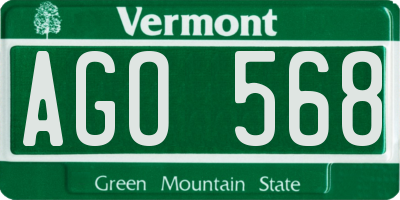 VT license plate AGO568