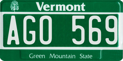 VT license plate AGO569