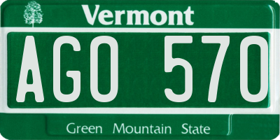 VT license plate AGO570