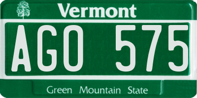 VT license plate AGO575