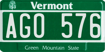 VT license plate AGO576
